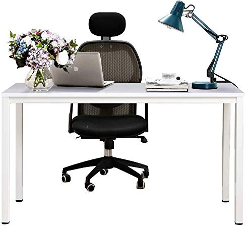 Need 138x55cm Escritorios Mesa de Ordenador Escritorio de Oficina Mesa de Estudio Puesto de Trabajo Mesa de Conferencias Talla Grande, Blanco,AC3DW-140-NEW