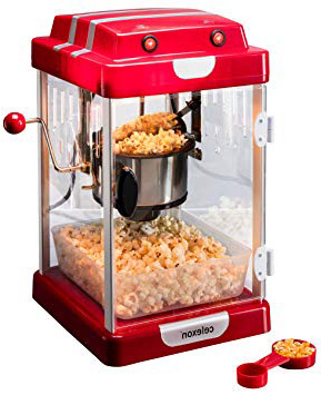 celexon máquina de palomitas de maíz con caldera de acero inoxidable y un agitador integrado CinePop CP1000-24,5 x 28 x 43cm - rojo/retro/cine