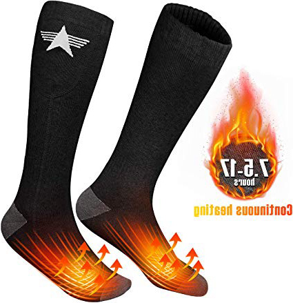 EEIEER Calcetines Térmicos, Eléctrico Calcetines Calientes Climatizada 3.7V 4000mAh 17 Horas Calentadas para Hombre y Mujer Calentador de Pies Ideal para Esquí Senderismo Pesca Cámping