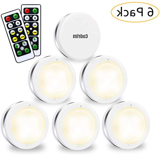 Luces para Gabinetes LED, Cadrim 6 Packs Luces Nocturnas LED Inalámbricas con Dos Remoto, Luces de Armarios Regulables,Luces que Funcionan con Baterías (no Incluidas) para Iluminación de Armarios etc
