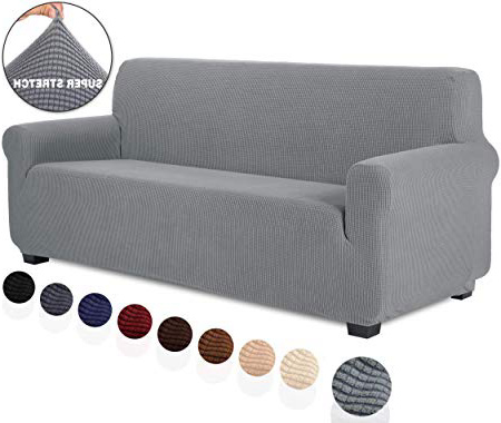 TIANSHU Funda de sofá 3 plazas Tejido Jacquard de poliéster y Elastano Fundas de sofá Suaves duraderas(3 plazas,Gris Claro)