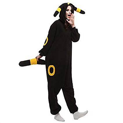 Adulto Unisexo Umbreon amarillo Umbreon Azul Pokémon Pikachu onesie Fiesta Disfraz de Kigurumi Con Capucha PIJAMA Sudadera Ropa Para Dormir regalo de Navidad (Umbreon amarillo, M(height 160cm-170cm))