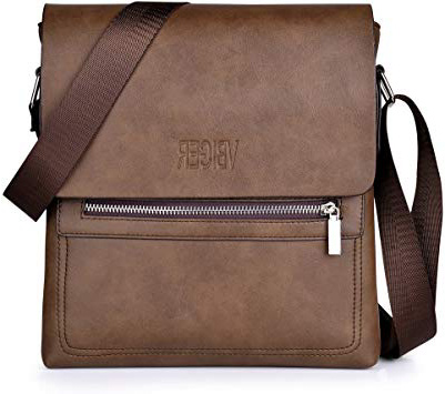VBIGER Bolsa de Cuero Maletín de Negocios Bolsa de Moda Bandolera Bolso de Hombro Bolso Casual para Hombres