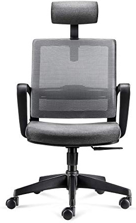 INTEY Silla Ergonómica, Silla de Oficina, Ajustables Reposacabezas y Soporte Lumbar, Malla Transpirable, Instalación Modular, Carga máx. 110kg/240lb - Gris