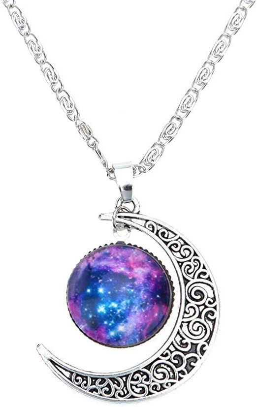 Collar Cadena Ajustable Colgante Luna Creciente Joyería Regalo para Mujer Moda Color Plata # 10