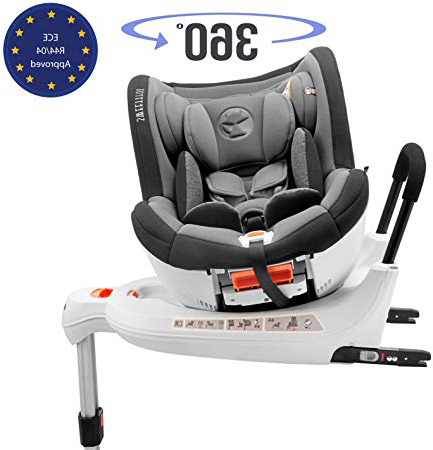 ⭐Silla de Coche Giratoria 0-18kg, 360º, Isofix, Grupo 0+/1, Normativa ECE R44/4 (Máxima Seguridad para Vuestro Hijo) - Silla de Coche 0 + 1, Reclinable, Rotativa con Alzador de Asiento para niños
