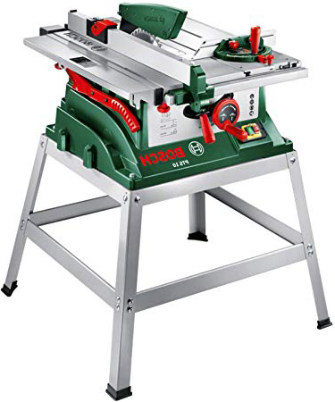 Bosch PTS 10 - Sierra circular de mesa (prolongación de mesa, topes paralelos, tubo de aspiración, 1400 W, diámetro del disco: 254 mm, profundidad de corte a 90°: 75 mm, en caja de cartón)