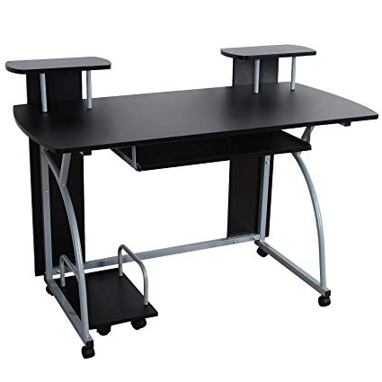 VASAGLE Escritorio de la Computadora, Mesa de Ordenador, con Portateclado, Diseño Moderno, Escritorio Compacto para Hogar u Oficina, 120 x 59 x 90 cm, Negro LCD812B