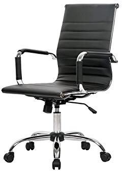 T-LoVendo TLV-SB1 Silla de Oficina Ergonomica Reclinable de Diseño Piel Cuero Sintetico Sillon, Negro, 70 x 54 x 49 cm