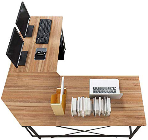soges Mesa Ordenador Gran Escritorio de Esquina Moderna Escritorio para Oficina Escritorio, (150+150) x 55 x 76 cm,LD-Z01-OK