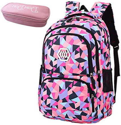Bom Bom Mochila Escolar Impermeable para Estudiante, Multicolores