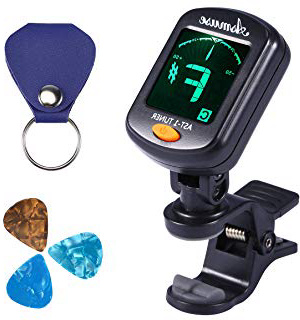 Asmuse Afinador de Guitarra Guitar Tuner Sintonizador de Cromático Para Guitarra Bajo Eléctrica Violín Ukulele Modos 360°LCD Pantalla-AST01