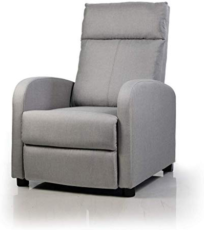 Don Descanso - Sillón Reclinable Tela Verona Gris, Sillón Relax con Reposapiés, Sistema de Apertura Push, Compacto, 2 Posiciones de Tumbada y Posición Cero, Butaca Salón Reclinable hasta 160º