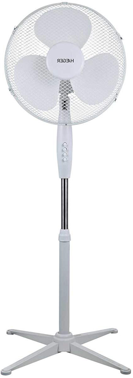 HAEGER Cross Wind - Ventilador de pie, 3 velocidades, aspas 40cm de diamétro, altura ajustable (130 cm), ajustable verticalmente, función de oscilación de 90º, 45W, silencioso