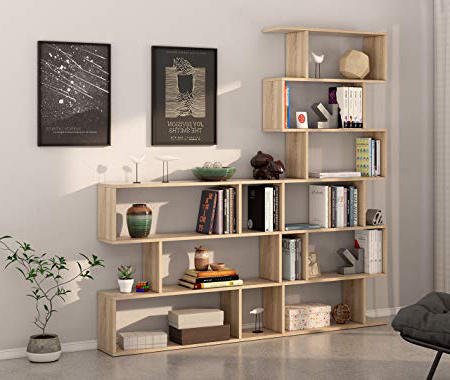 Miroytengo Pack 2 estanterías diseño zig-Zag estanteria Alta y Baja Color Roble Canadian Fabricadas en España