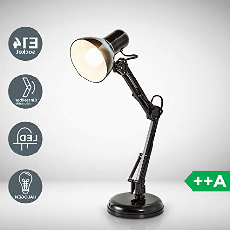 LED Lámpara escritorio arquitecto max. 40W 230V I Flexo escritorio I Brazo articulado giratorio I Vintage retro design negro
