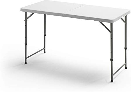 KitGarden - Mesa Plegable Multifuncional con Altura Ajustable, 120x60x52/74 cm, Blanco, Folding 122