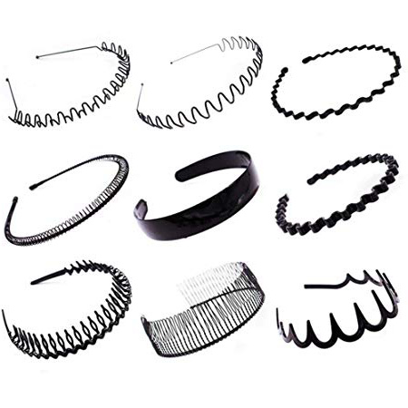 DDG EDMMS 9 Piezas de dentado Simple Deslizamiento Horquilla aro Clip de Lavado Diadema Horquilla joyería de la Marea para Mujer niña Lady (Negro)