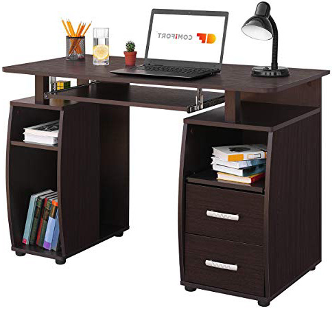 COMIFORT Mesa de Ordenador, Escritorio, Mesa de Oficina, 115x55x85 cm (WENGUÉ)