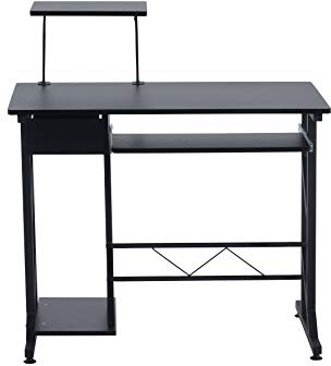 HOMCOM Mesa de Ordenador PC Despacho Escritorio Mobiliario Oficina Madera Negro 90x50x95cm