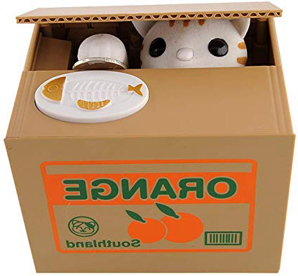 Peradix Juguete Robar Dinero Hucha con Sonido Coger Moneda del Tablero Divertido Juguete de los Niños (Blanco)