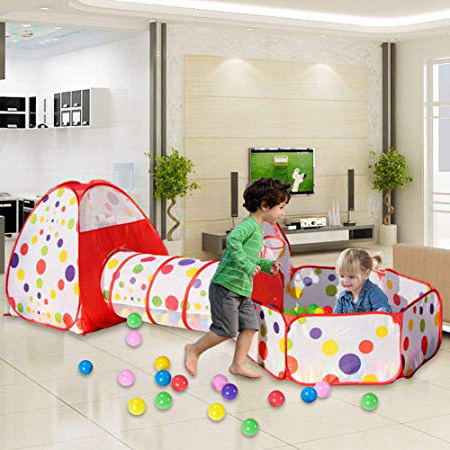 MAIKEHIGH interior / exterior túnel del juego y la tienda del juego de Cubby de Tubo Tipi 3 en 1 zona de juegos infantil para bebés Juguetes para niños BOLAS NO INCLUIDO