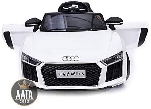 ATAA CARS Audi R8 Spyder Licenciado 12v Asiento Piel, Ruedas de Goma - Coche eléctrico para niños - Blanco