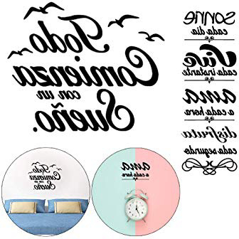 Pegatinas Decorativas Pared Frases Pegatina Cita Inspiradora Vinilos Decorativos Frases Motivadoras Adhesivos Sonrie + Todo Comienza con un Sueño para Habitación Dormitorio Salón Cocina Baño