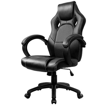 IntimaTe WM Heart Silla de Escritorio de Oficina de PU, Silla Gaming Giratorio del Ordenador, Ergonomico Altura Ajustable y Inclinable (Negro)