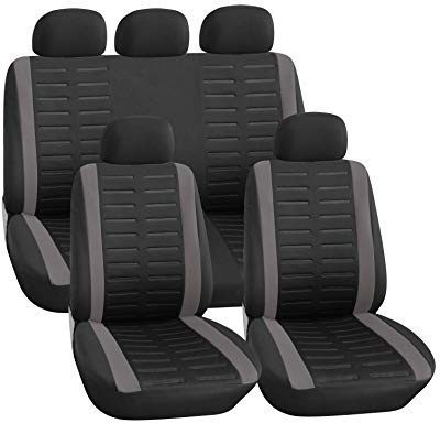 upgrade4cars Fundas Asientos Coche Universales Negro Gris para Delanteros y Traseros | Funda para Asiento Coches | Accesorios Interior Universal