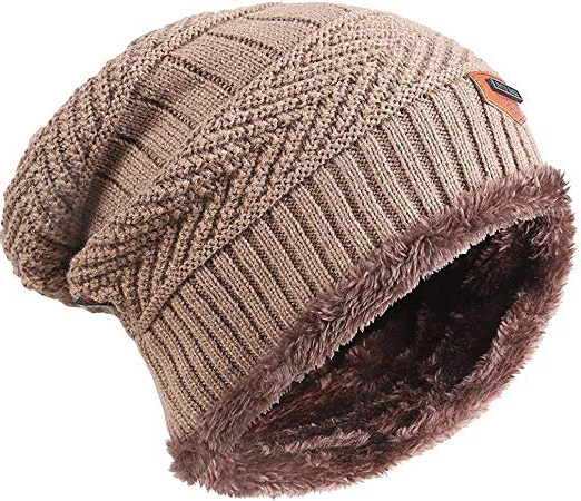 Kfnire Sombrero de Hombre, Gorros de Punto de Invierno de los Hombres con Forro Polar Gorro, Gorro de Algodón, Gorro Unisex Sombreros y Gorras Casual para Hombres, Mujeres