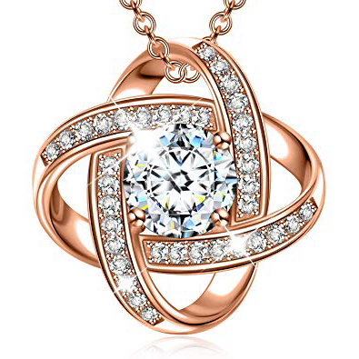Alex Perry Mujer, Serie de Satélites, Collar de Mujer, Oro Rosa/Plata/Champán, Plata de Ley 925, Zirconia Cúbica 5A, Exquisita Caja de Regalo