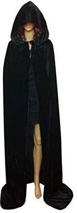 Disfraz de Halloween, Moresave, capa de vampiro unisex con capucha. Capa de terciopelo larga, para boda, de bruja, de vampiro, terciopelo, negro, Large