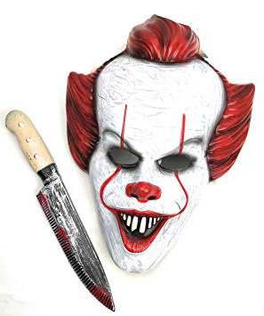Mut Máscara Payaso IT con Cuchillo Asesino para Disfraz terrorífico Halloween Adulto