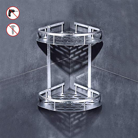 sunvito Estantes para Ducha, Entramado de baño, Estantes de baño de Aluminio Espacial Perforado, con Gancho para Colgar, para Champú y Gel De Ducha (Organizador de Ducha 2 Niveles)