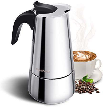 Godmorn Cafetera italiana,Cafetera espressos en Acero inoxidable430,6 tazas(300ml),Conveniente para la cocina de inducción,Cafetera Moka Clásica,Plata,Perfecta para Uso Doméstico y en la Oficina.