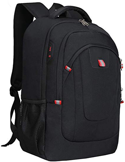 Mochila Antirrobo Impermeable, Mochila Portátil Hombre 17.3 Pulgadas USB Impermeable del Escolar Trabajo Diario Viaje Negocio Multifuncional Daypacks,Negro