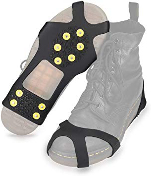 Navaris Crampones de Escalada - Cubiertas Antideslizantes con 10 Dientes de Metal - Crampones de Botas para Caminar sobre Nieve o Hielo Unisex