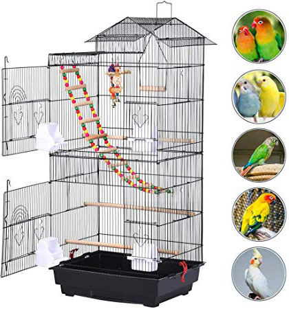 Yaheetech Jaula de Pájaros Jaula de Aves Canarios 46 x 35,5 x 99 cm Jaula para Mascota