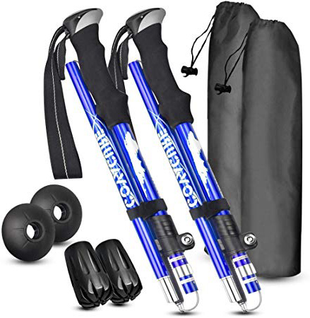 Un Par Viajar Ultraligeros Caminar Marcha Nordica Senderismo para Trail Running Plegables COVACURE Bastones Trekking Bastones de Senderismo Telesc/ópicos Anti-Choque Aleaci/ón de Aluminio