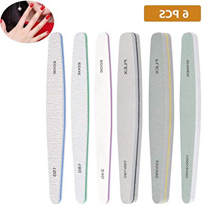 BUYGOO 6PCS Limas de uñas Profesionales Doble Cara 100/180 150 180 240 220/280 1000/4000 Grano pedicura para el Cuidado de Las uñas