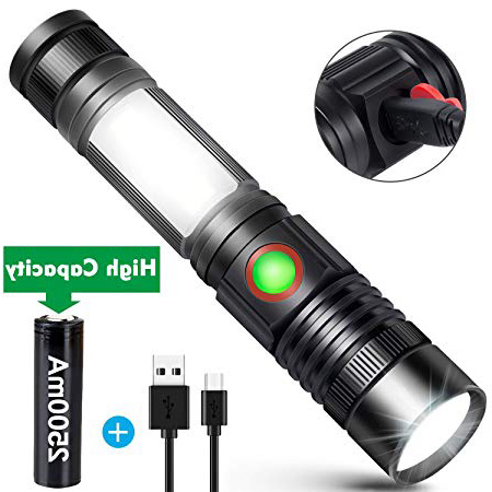 REHKITTZ Linterna LED Recargable Alta Potencia Militar COB Ajustable Portátil Linterna para Reparación del Coche, y Emergencia, Ciclismo, Camping, Montañismo (Con USB 18650 Batería & Base Magnético)