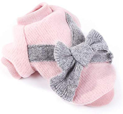 Linda mascota cachorro gato cálido jersey suéter arco prendas de punto abrigo ropa ropa, suéter de manga de invierno Franela perro pequeño Chihuahua Yorkshire con capucha ropa chaqueta del perro