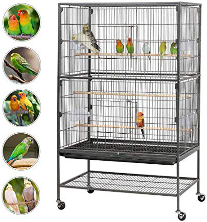 Yaheetech Jaula Grande Jaula para Pájaros Jaula para Mascota con Ruedas 52 cm x 79 cm x 131 cm