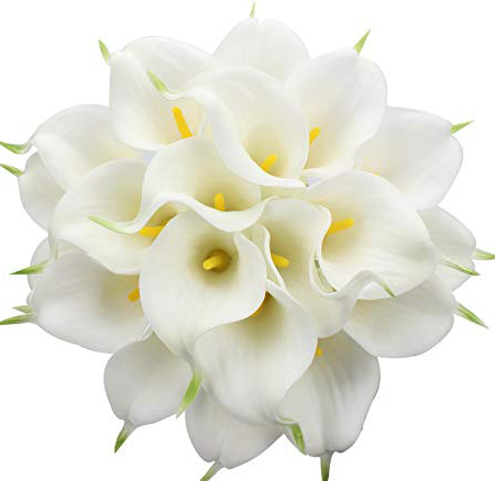 20 piezas de lirio de cala para bodas de Xiuer, ramo de flores artificial para decoración de fiestas y hogar