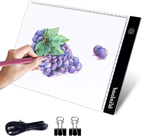 Winload Mesa de Luz Dibujo A4, 3,5 mm Delgado Copia de la Junta, Brillo Ajustable LED Tableta, Tableros de Dibujo LED Tracking Light Pad con cable USB para Artistas, Animación, Bocetos, Diseño, X-Ray