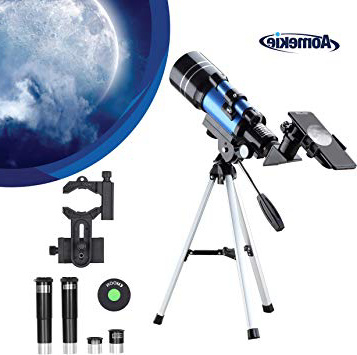 Aomekie Telescopio para Niños Principiante 70/300 Astronomico Refractor con Trípode Adaptador para Teléfono Ffiltro Lunar para observación de Estrellas y observación de Aves