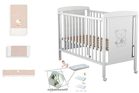 Cuna de bebe Star Ibaby Dreams Sweet. 3 posiciones de somier. Lateral abatible + Colchón Viscoelastica + Coordinado de Cuna Completo