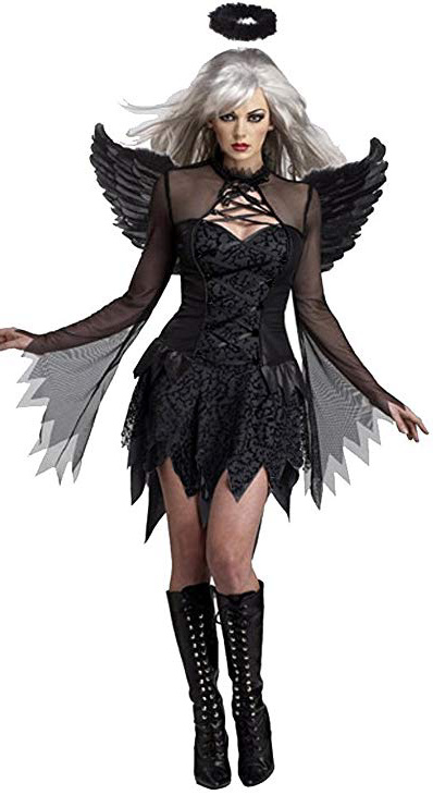 Aimerfeel-Women clásico del ángel caído Cosplay vestido con alas Lady's realizar disfraces de Halloween, disfraces y fiesta de Navidad, un tamaño colocar 34-36