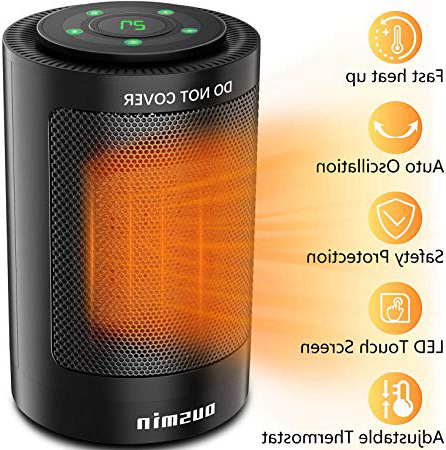 OUSMIN Calefactor Cerámico, Mini Calefactor Cerámico 1500W/750W Calentador de Espacio Eléctrico Portátil Personal 3 Modos de contra Vient, para Cuarto/Baño/Oficina, Oscilación Automática